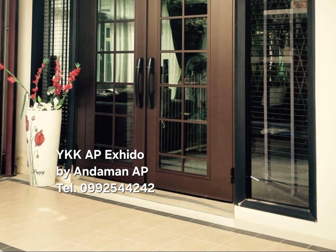 ประตูหน้าบ้าน YKK AP EXHIDO อลูมิเนียม Anodize Plus Powder Sahara Texture